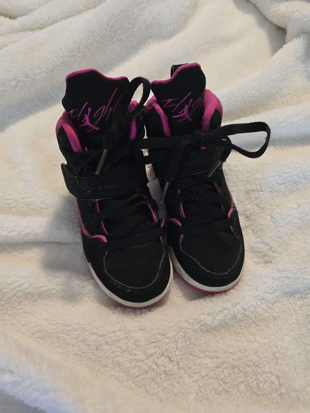 Jordan Kids' Black and Pink High-Top Sneakers